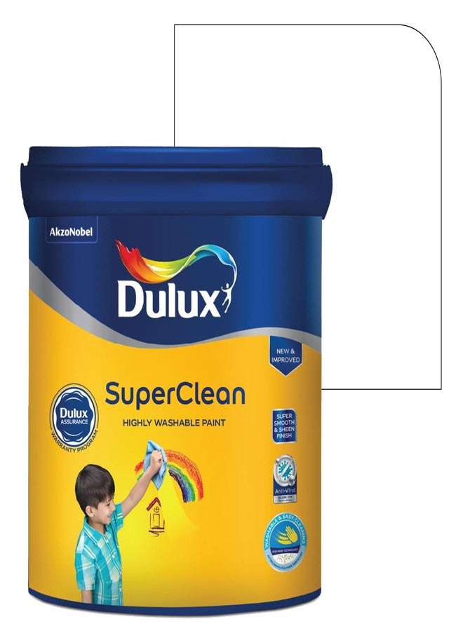 Dulux SuperClean Interior Emulsion Paint For Walls | Soothing Sheen & Rich Finish | Washable & Easy To Clean | Water Based Durable Paint (1L, Br.White) - Image 1